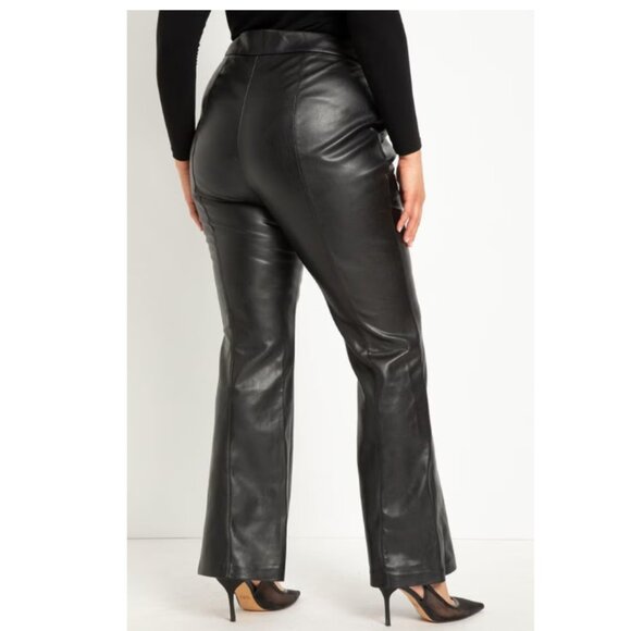 Eloquii Black Faux Leather Flare Leg Trouser Pants Size 18 - Picture 3 of 8